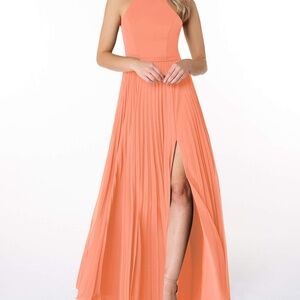AZAZIE LENON Sunset Flowy Pleated Chiffon Dress